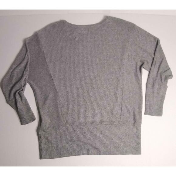 Express Women’s Gray Ribbed Oversized Dolman Sleeve Lightweight Sweater Size L - Picture 3 of 8